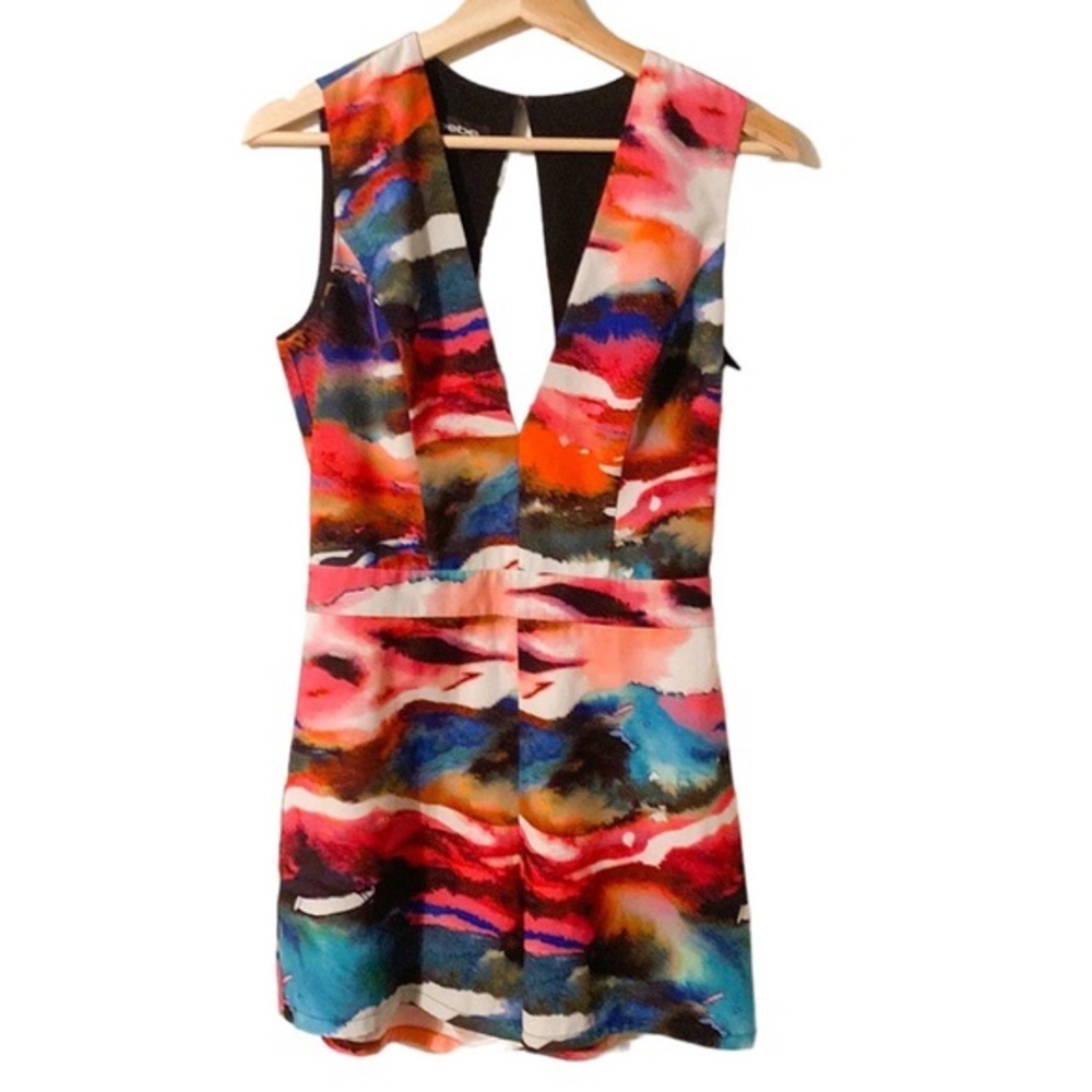 Bebe multicolored art watercolored print romper